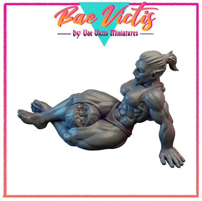 Female Orc Crushing Watermelon Bae Victis Figurine - by Vae Victis Miniatures