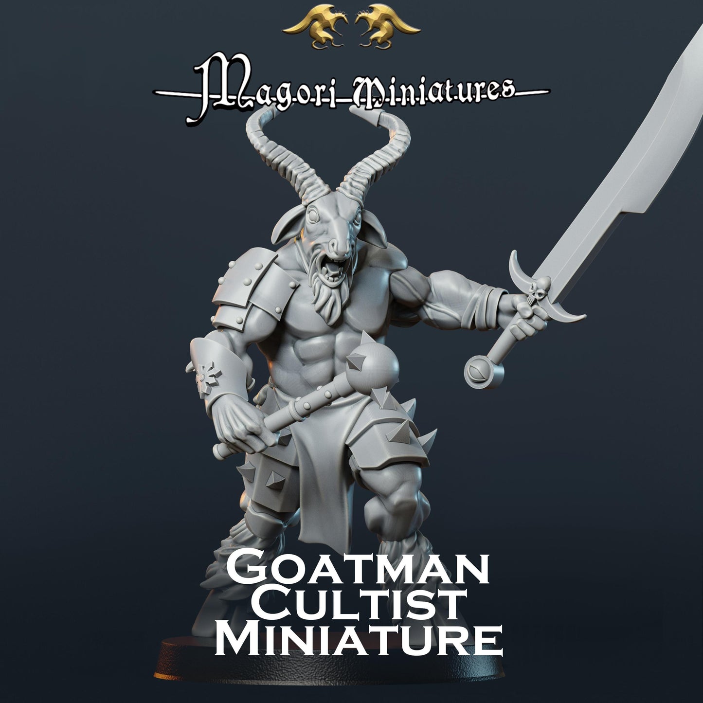 Goatman Cultist Miniature A - by Magori Miniatures