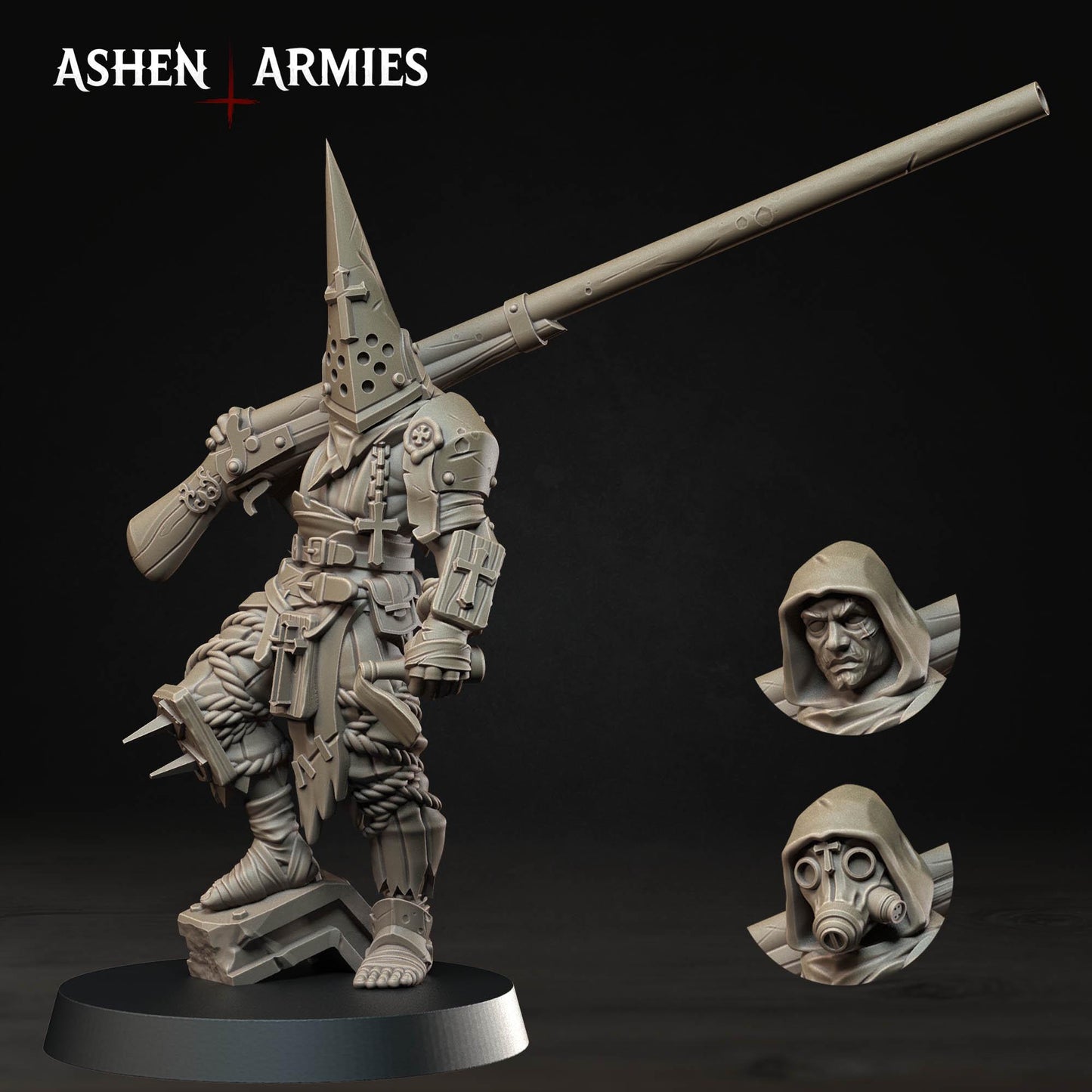 Bleeding Procession Punt Gunner Miniature - Ashen Armies by Bite the Bullet