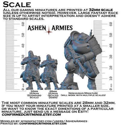 Holy Shogunate Heavy Infantry Flamethrower Miniature - Ashen Armies by Bite the Bullet