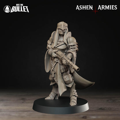 Sanctified Legion Sniper Priest Rifle Miniature - Ashen Armies by Bite the Bullet