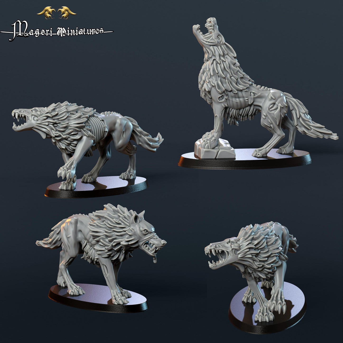 Undead Dire Wolf Miniatures - by Magori Miniatures