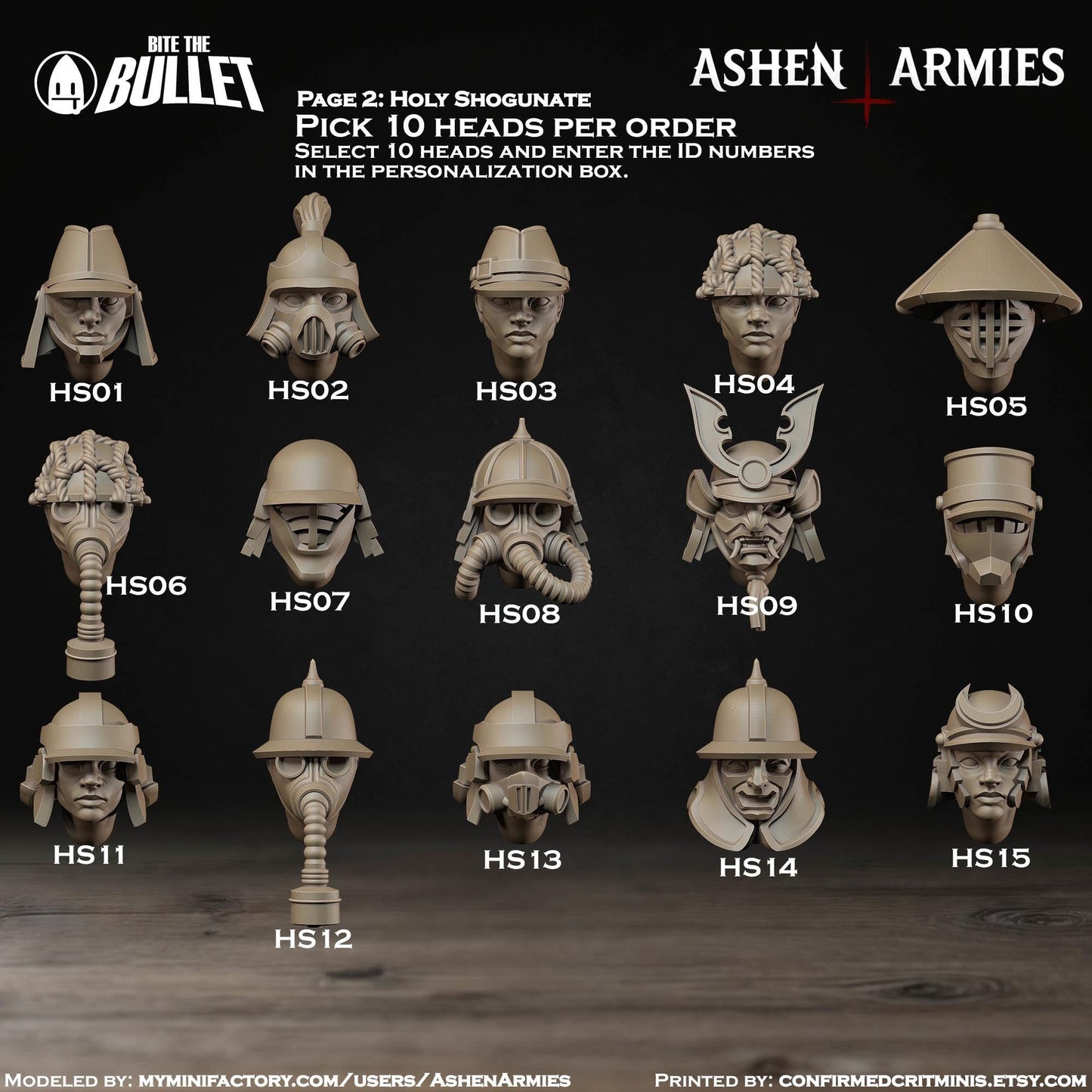 Kitbash Heads for Grimdark Trench Warfare - Ashen Armies by Bite the Bullet