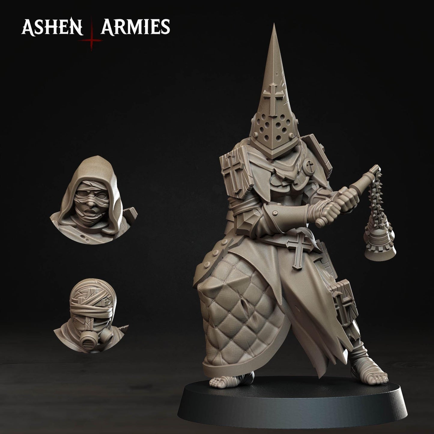 Bleeding Procession Flail Trooper Miniature - Ashen Armies by Bite the Bullet