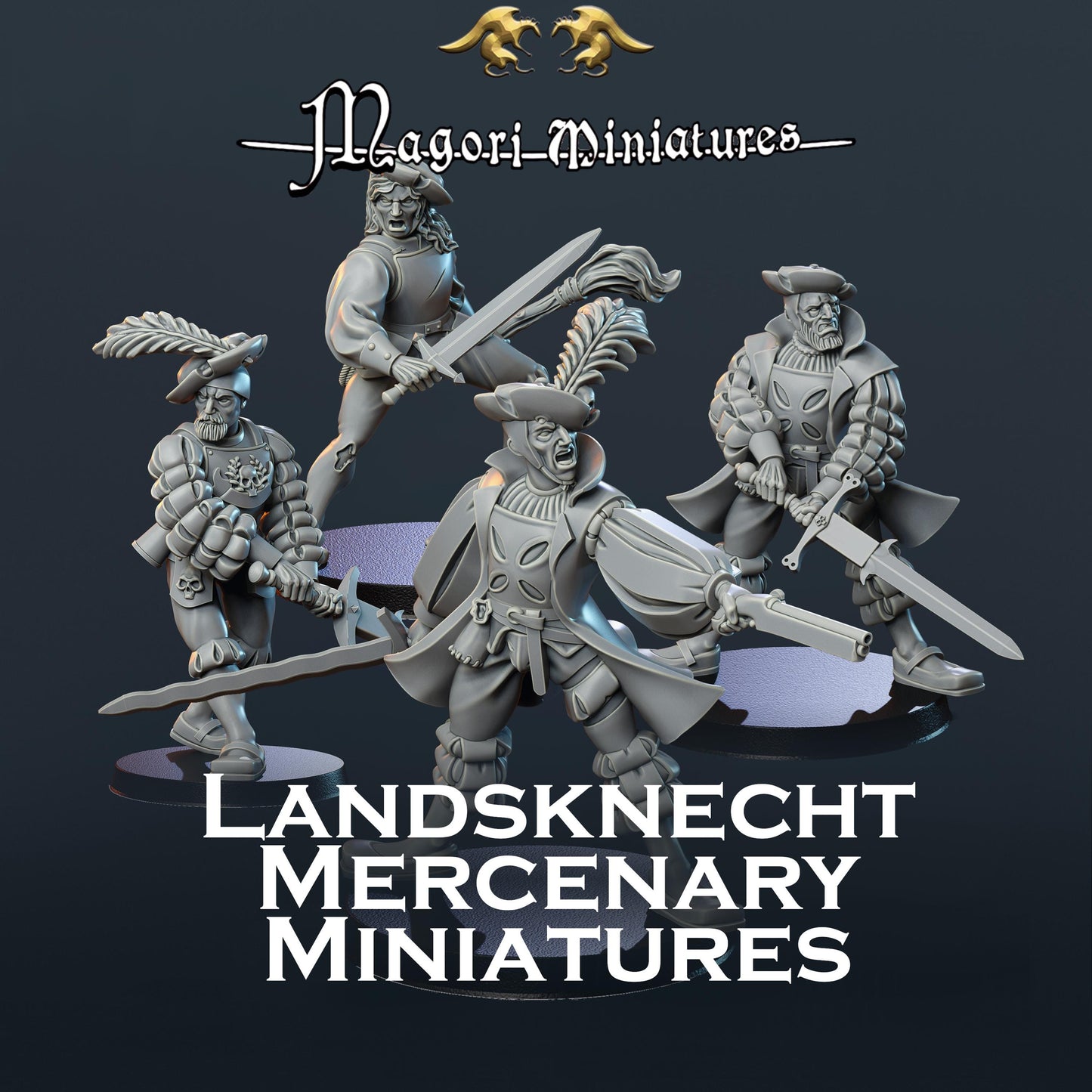 Landsknecht Mercenary Warband Miniatures SET B - by Magori Miniatures