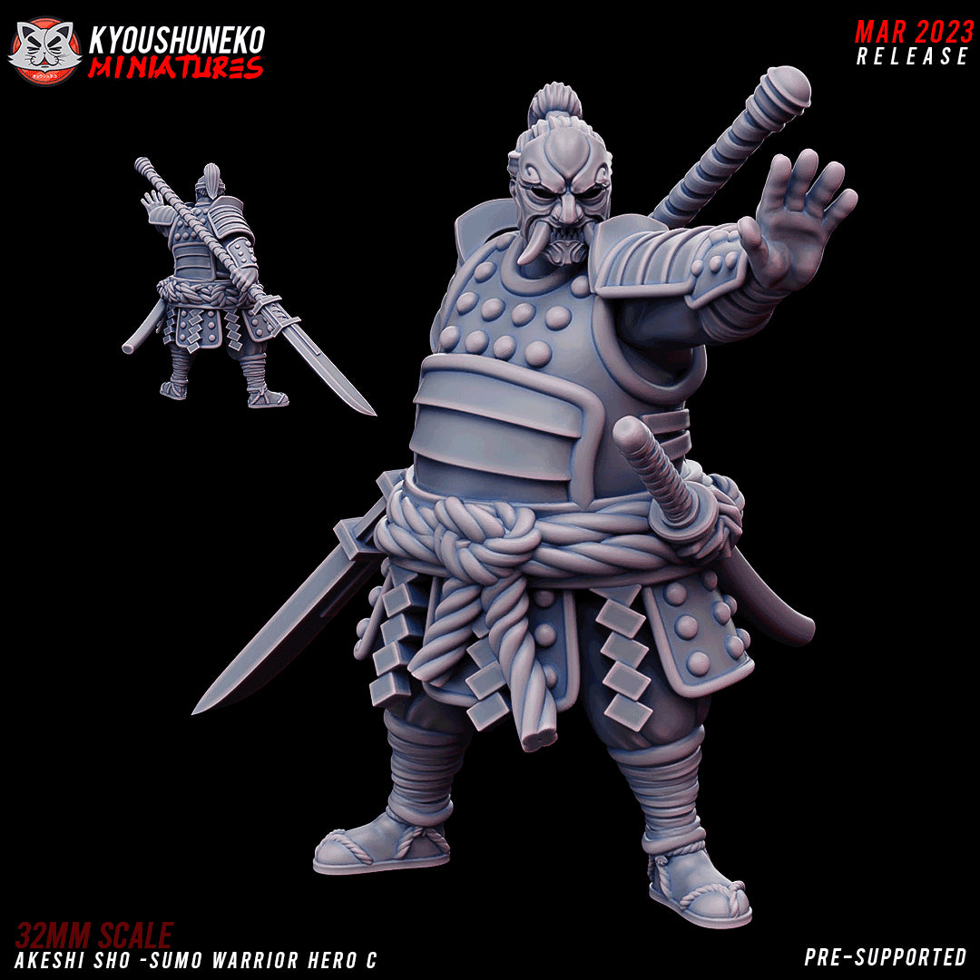 Japanese Akeshi Sho Sumo Warrior Hero Miniature - by Kyoushuneko Miniatures