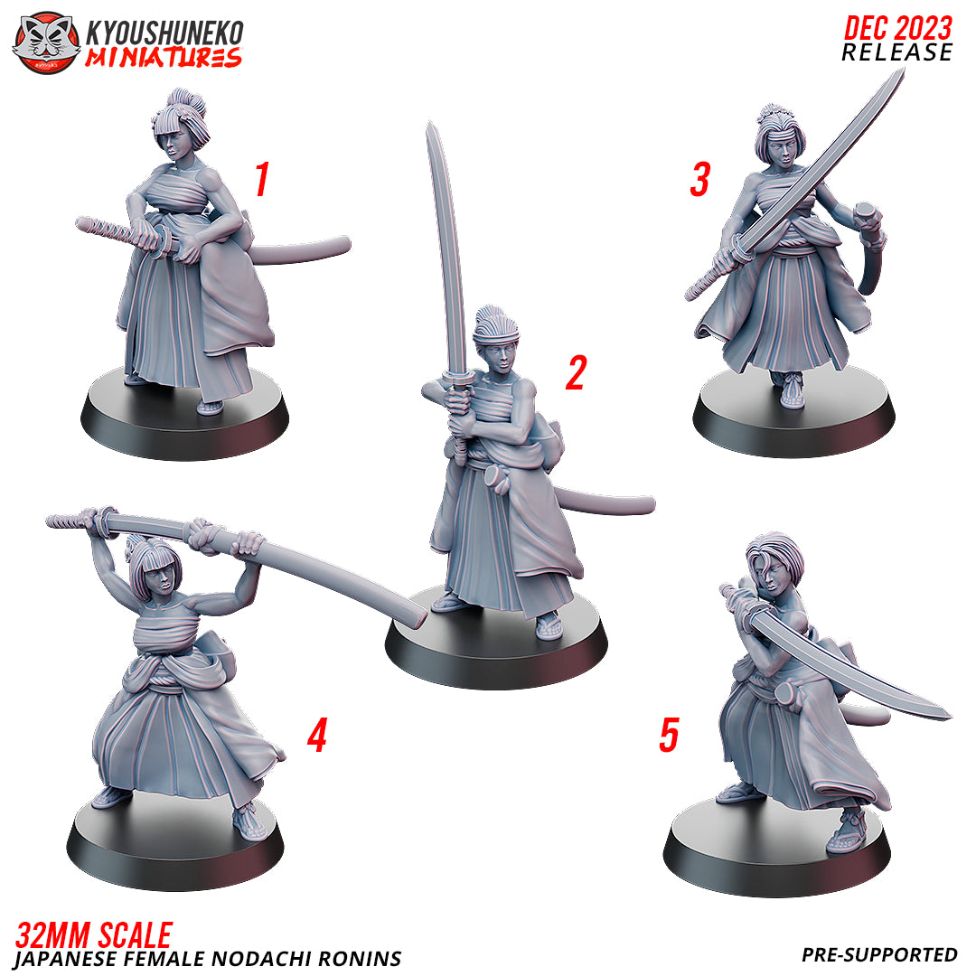 Japanese Female Nodachi Ronin Miniatures - by Kyoushuneko Miniatures