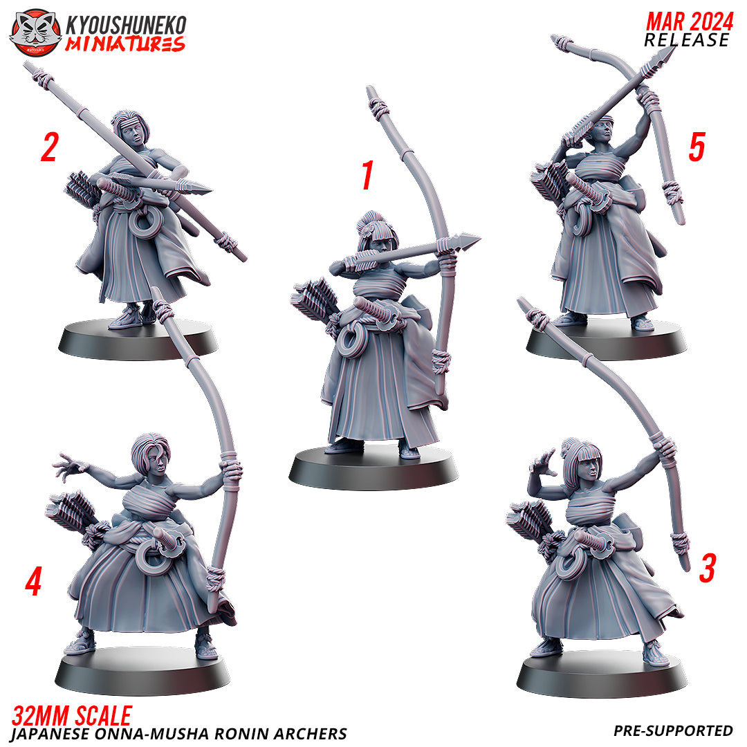 Japanese Onna Musha Ronin Archer Miniatures - by Kyoushuneko Miniatures