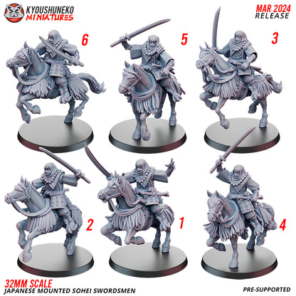 Japanese Mounted Sohei Swordsmen Miniatures - by Kyoushuneko Miniatures