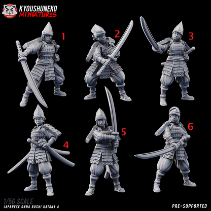 Japanese Onna Bushi Katana Miniatures SET A - by Kyoushuneko Miniatures