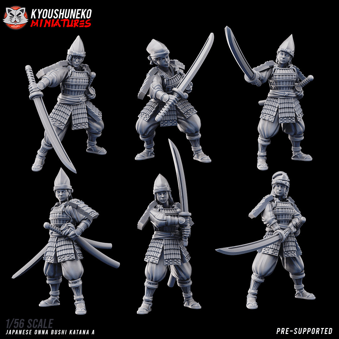 Japanese Onna Bushi Katana Miniatures SET A - by Kyoushuneko Miniatures