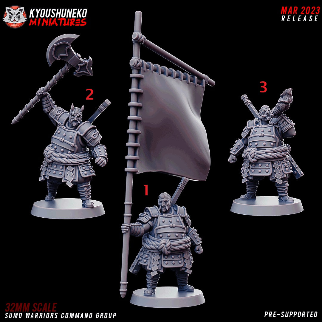 Japanese Sumo Warriors Command Group Miniatures - by Kyoushuneko Miniatures