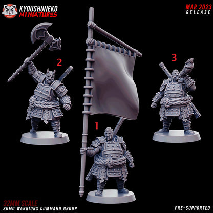 Japanese Sumo Warriors Command Group Miniatures - by Kyoushuneko Miniatures