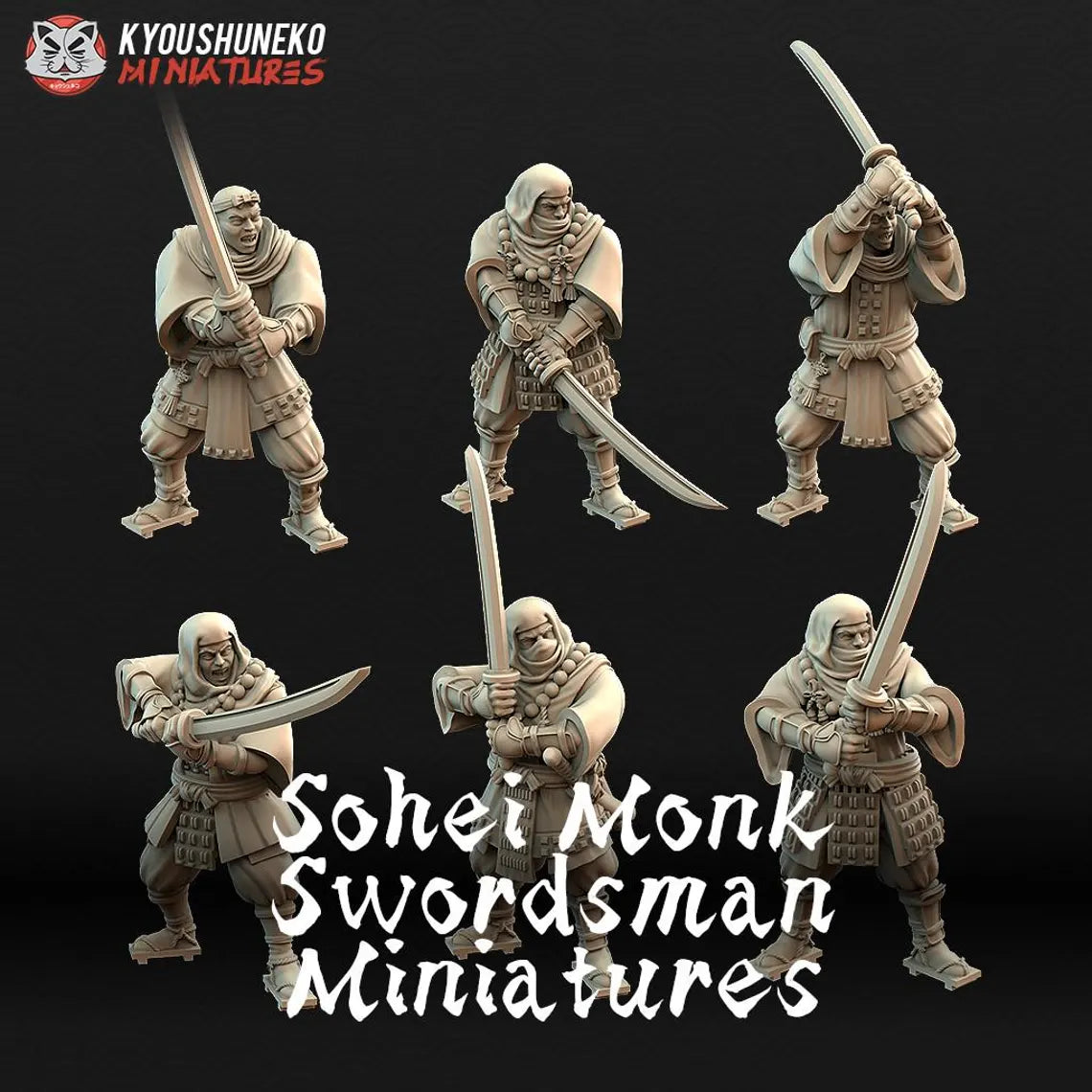 Sohei Monk Swordsmen Miniatures - by Kyoushuneko Miniatures