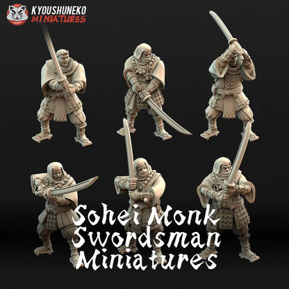 Sohei Monk Swordsmen Miniatures - by Kyoushuneko Miniatures
