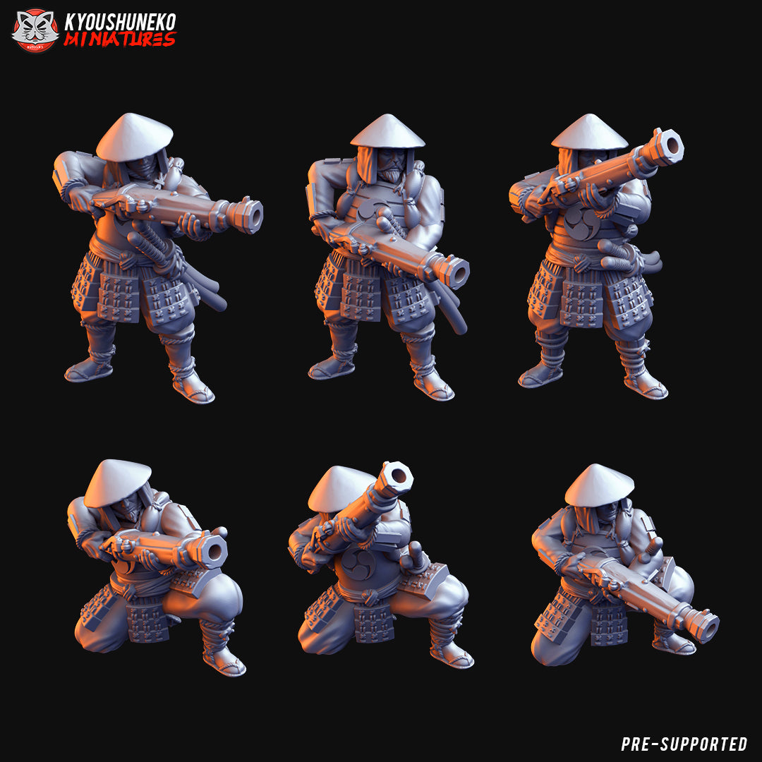 Japanese Ozutsu Ashigaru Unit Miniatures - by Kyoushuneko Miniatures